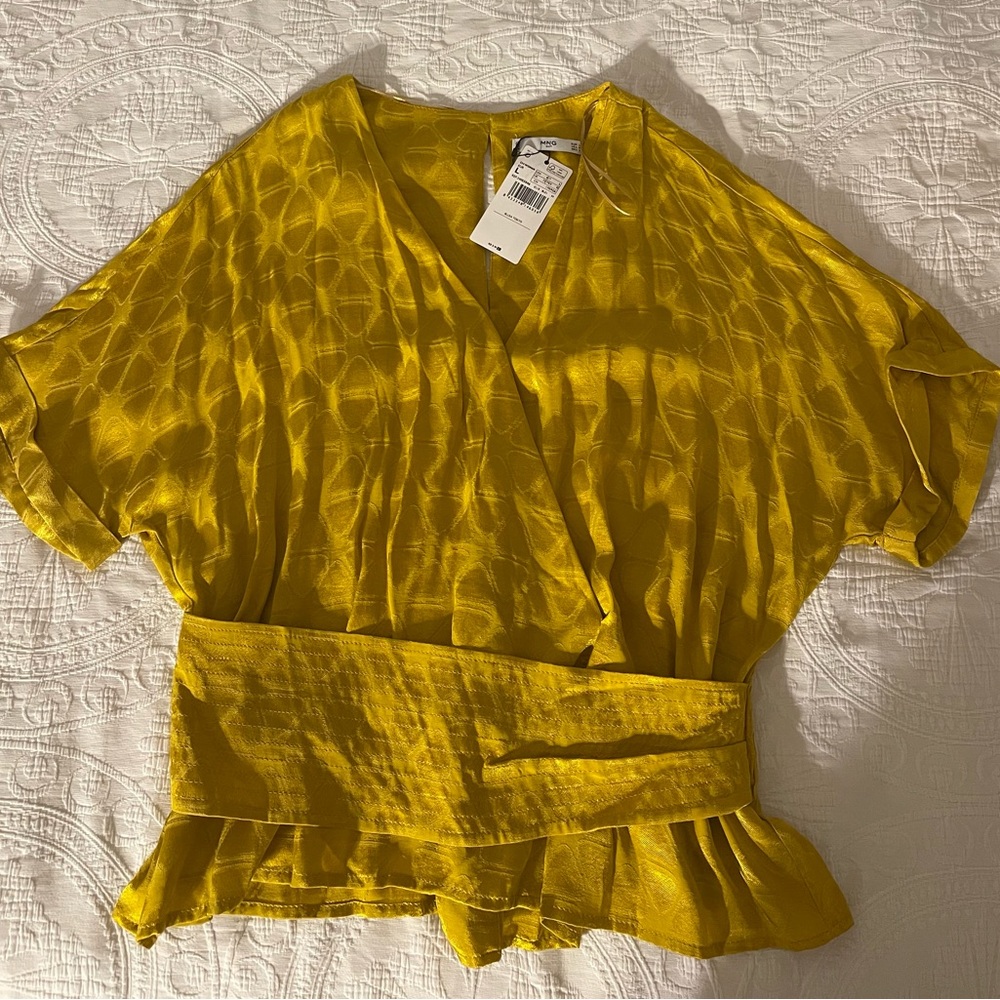 Mango Mustard Patterned Blouse